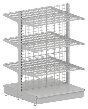 Стеллаж островной STAHLER (Криспи) Praktish L=1000, G=470, H=1650 (сетчатые полки)